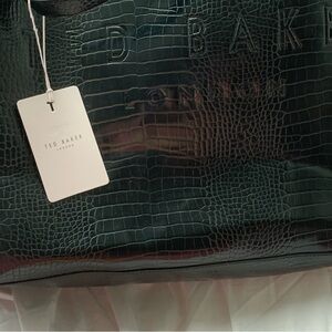 Ted Baker London Dark Green Croc-Embossed Tote Bag 18•15•5